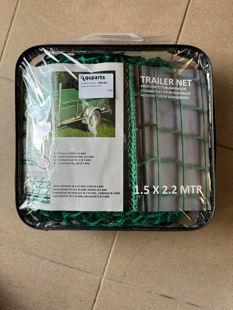 Aanhangwagennet 1.5 x 2.2 MTR met elastisch koord, Ophalen of Verzenden, Nieuw