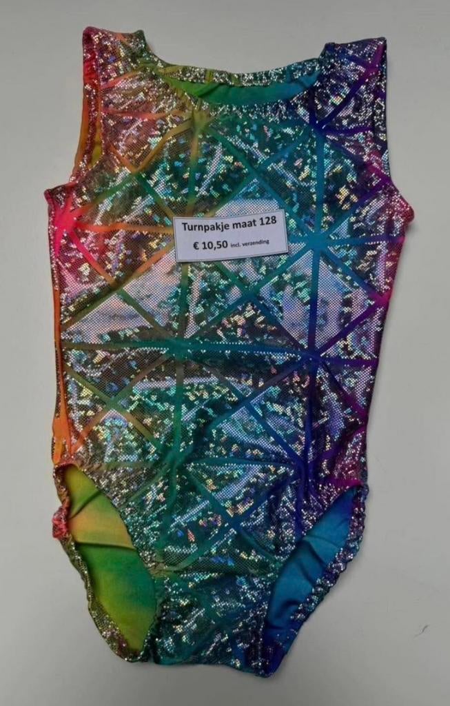 Turnpakje regenboog maat 128 nieuw, Sport en Fitness, Turnen, Overige kleuren, Nieuw, Turnpak(je), Kindermaat 122 t/m 140