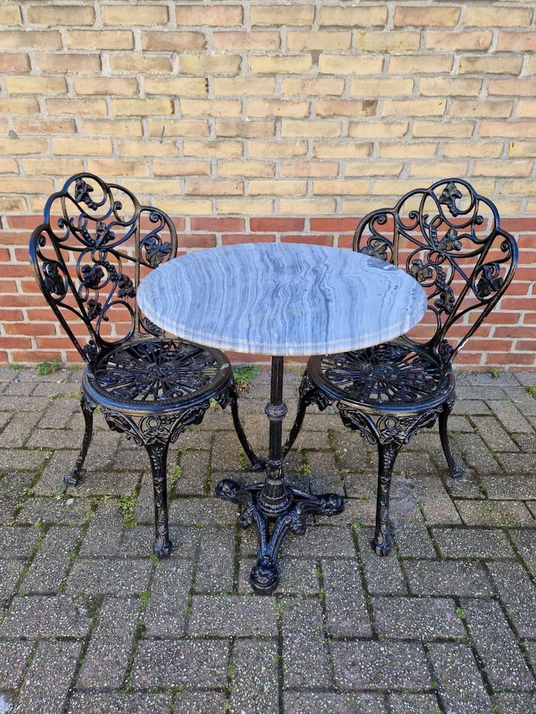 Gietijzeren Tuinset + Bank | Bistroset | compleet of los, Tuin en Terras, Ophalen, Gebruikt, Nvt, Metaal
