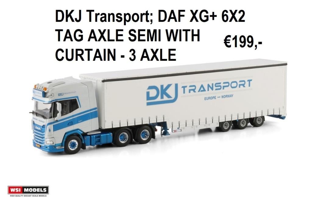 WSI Models DKJ daf XG+ 6x2 semie curtain 3 axle, Hobby en Vrije tijd, Ophalen of Verzenden, Nieuw, Bus of Vrachtwagen, Wsi