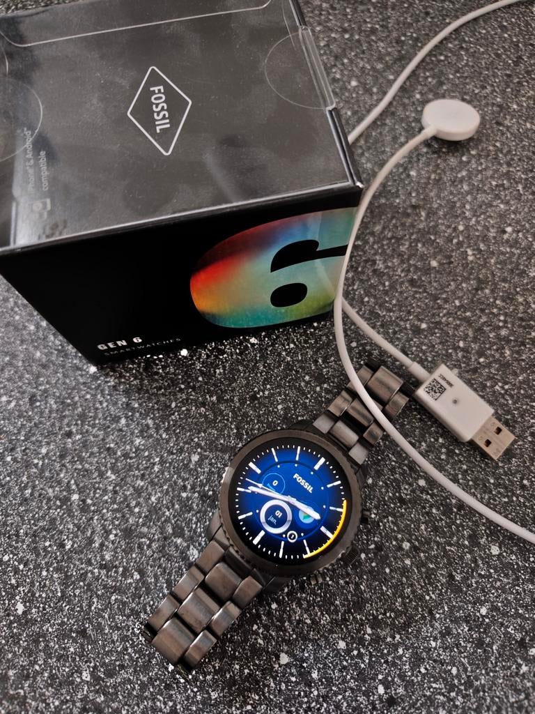 Fossil Gen 6 Smartwatch FTW4059 Inox - Accu te vervangen, Fossil, Ophalen of Verzenden, Hoogte, Gebruikt