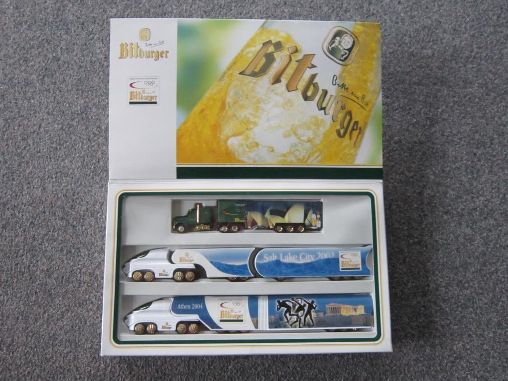 BITBURGER BIER VRACHTWAGEN SET, Verzamelen, Biermerken, Ophalen, Nieuw, Overige typen, Overige merken