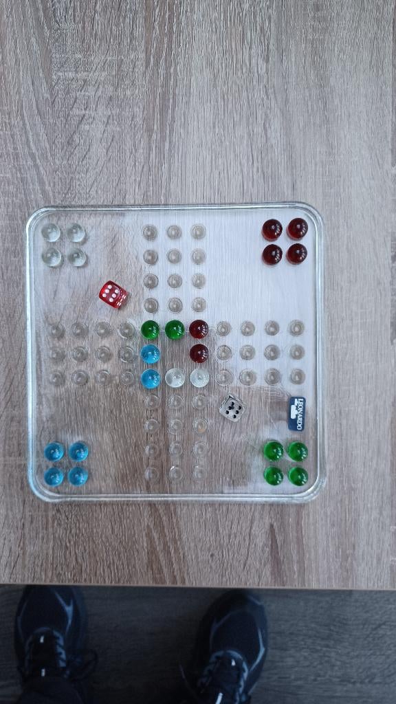 Mens Erger Je Niet van Glas, Een of twee spelers, Ophalen of Verzenden, Zo goed als nieuw, Leonardo