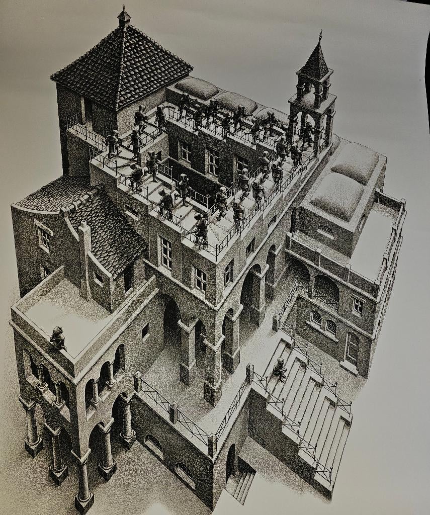 M.C. Escher  Ascending and Descending 1960, Antiek en Kunst, Ophalen
