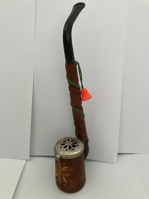 Oude Jägerpijp met metalen klep en belletje, Verzamelen, Ophalen of Verzenden, Gebruikt, (Water)pijp