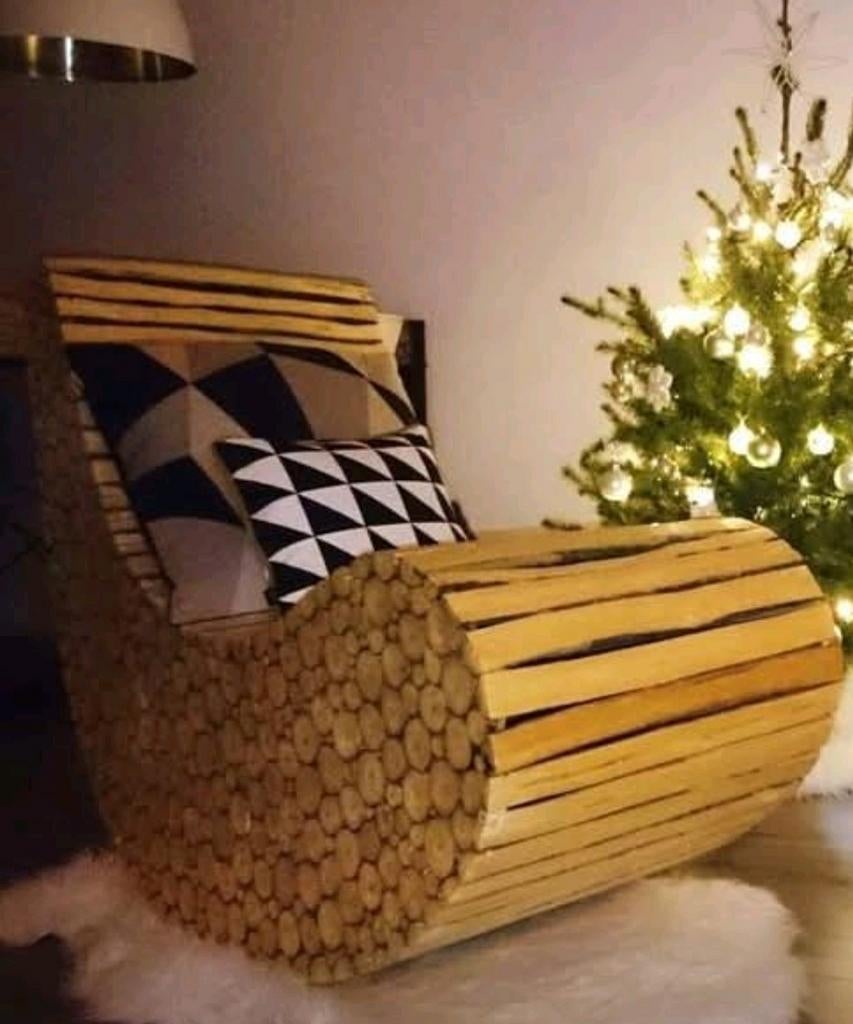 Stoel houten schommelstoel, Ophalen, Bruin, Zo goed als nieuw, Eén