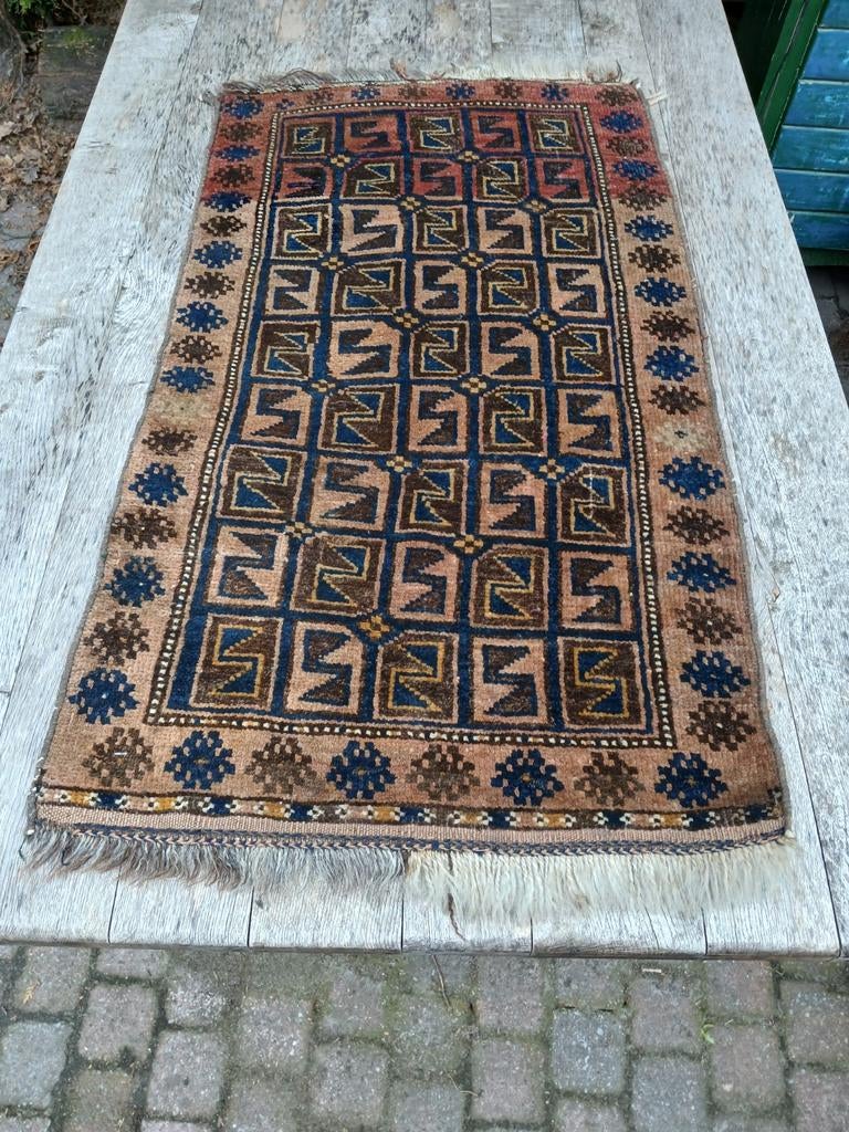 Vintage Handgeknoopt Perzisch Tapijt - 100x55 cm, Gebruikt, 50 tot 100 cm, Vintage, Perzisch, Bohemien, Bruin