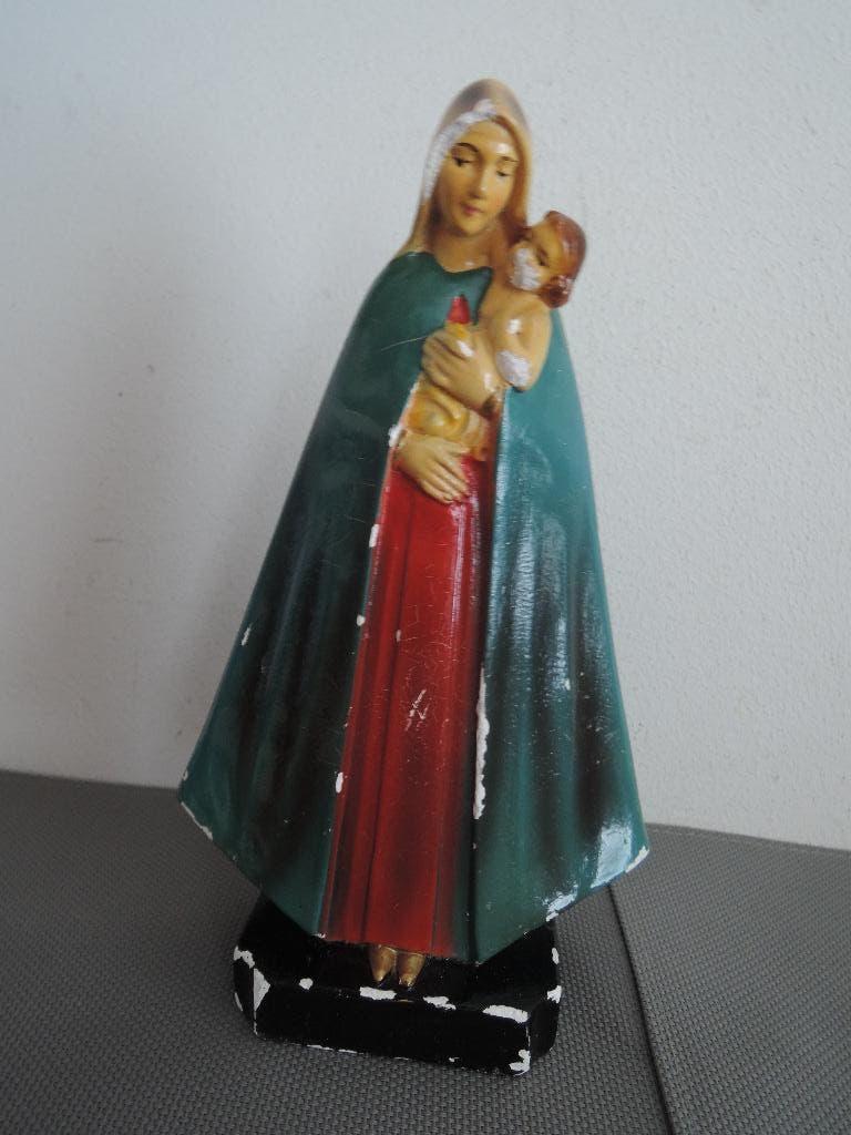 Brocante beeld van Maria met kind, Verzamelen, Religie, Ophalen of Verzenden, Zo goed als nieuw, Beeld(je), Christendom | Katholiek