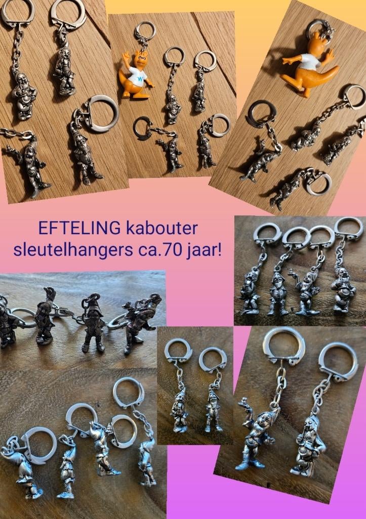 Efteling kabouter sleutelhangers, 4 verschillende verzamelen, Verzamelen, Efteling, Ophalen of Verzenden, Zo goed als nieuw, Overige typen