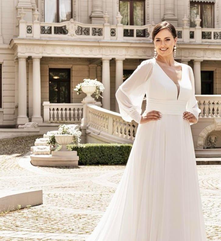 Grote maat 44,46,48,50,52,54,56,58,60,62,64 Direct leverbaar, Ophalen, Zo goed als nieuw, Blauw, Trouwjurk