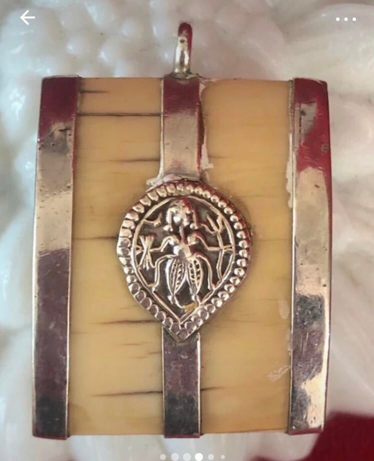 Antieke Ketting Hanger Zilver Rijkelijk Versierd, Overige materialen, Gebruikt, Overige voorstellingen, Ophalen of Verzenden