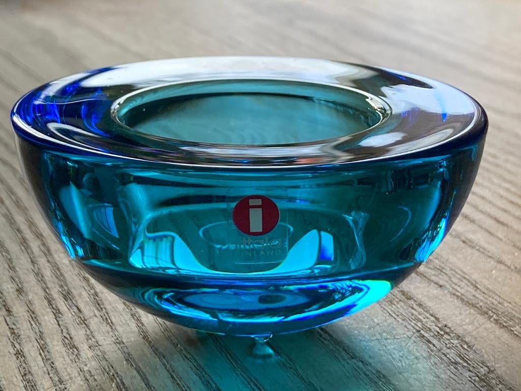 Iittala waxinelichthouder model Ballo aquablauw, Huis en Inrichting, Overige materialen, Blauw, Ophalen of Verzenden, Zo goed als nieuw
