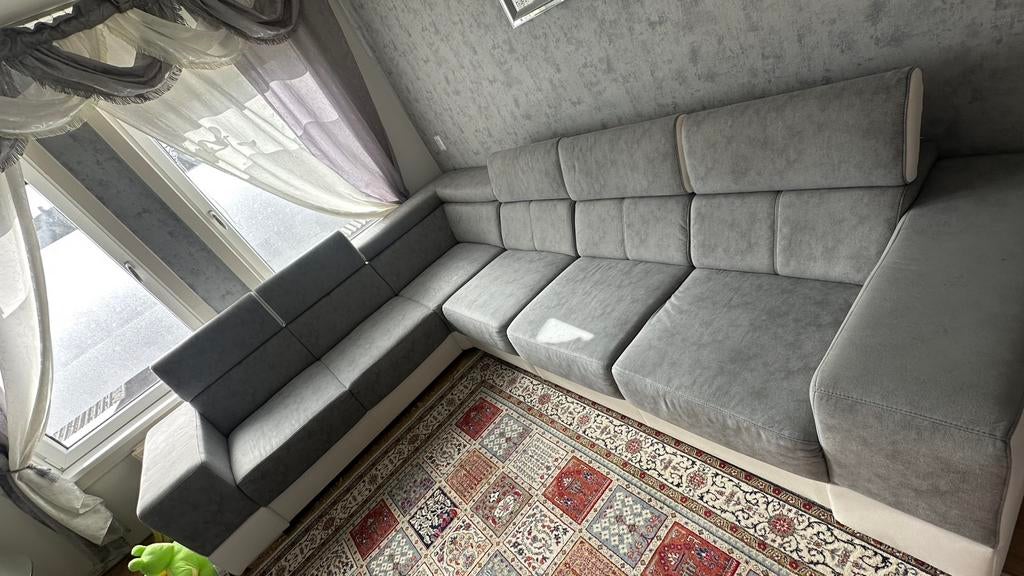 Grijze hoekbank met gratis tv-kast, Ophalen, 100 tot 125 cm, Hoekbank, 300 cm of meer