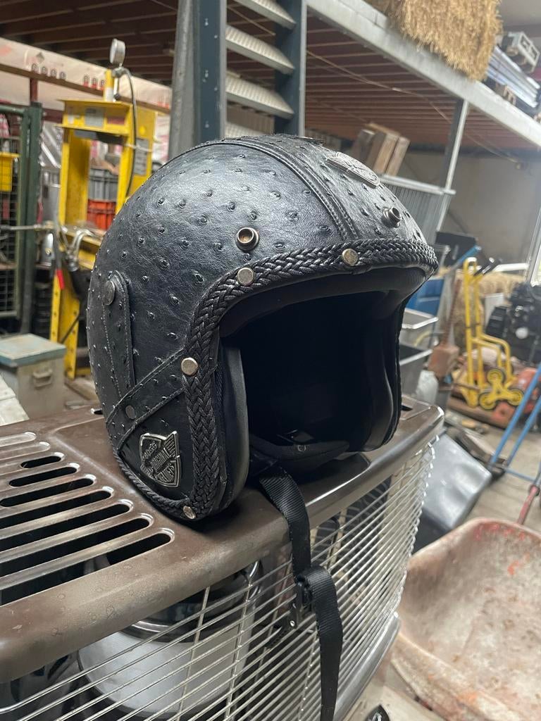 Boss B-Original Helmets Jethelm Zwart Struisvogel Leer, M, Heren, Jethelm, Tweedehands