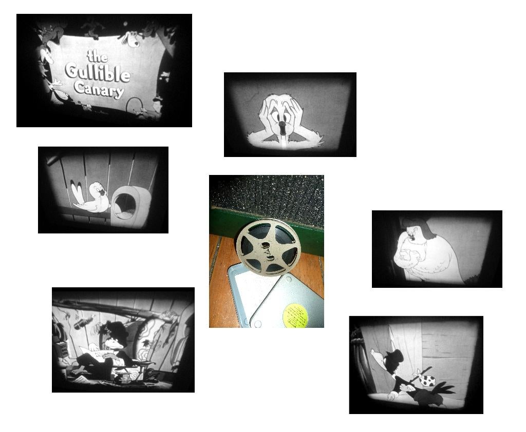 8mm film cartoon N8 THE GULLIBLE CANARY 1942  - zw/w, Ophalen of Verzenden, 8mm film