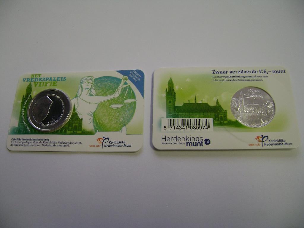 Het Vredespaleis Vijfje in Unc kwaliteit in Coincard, Ophalen of Verzenden, Koningin Beatrix, Euro's, Setje