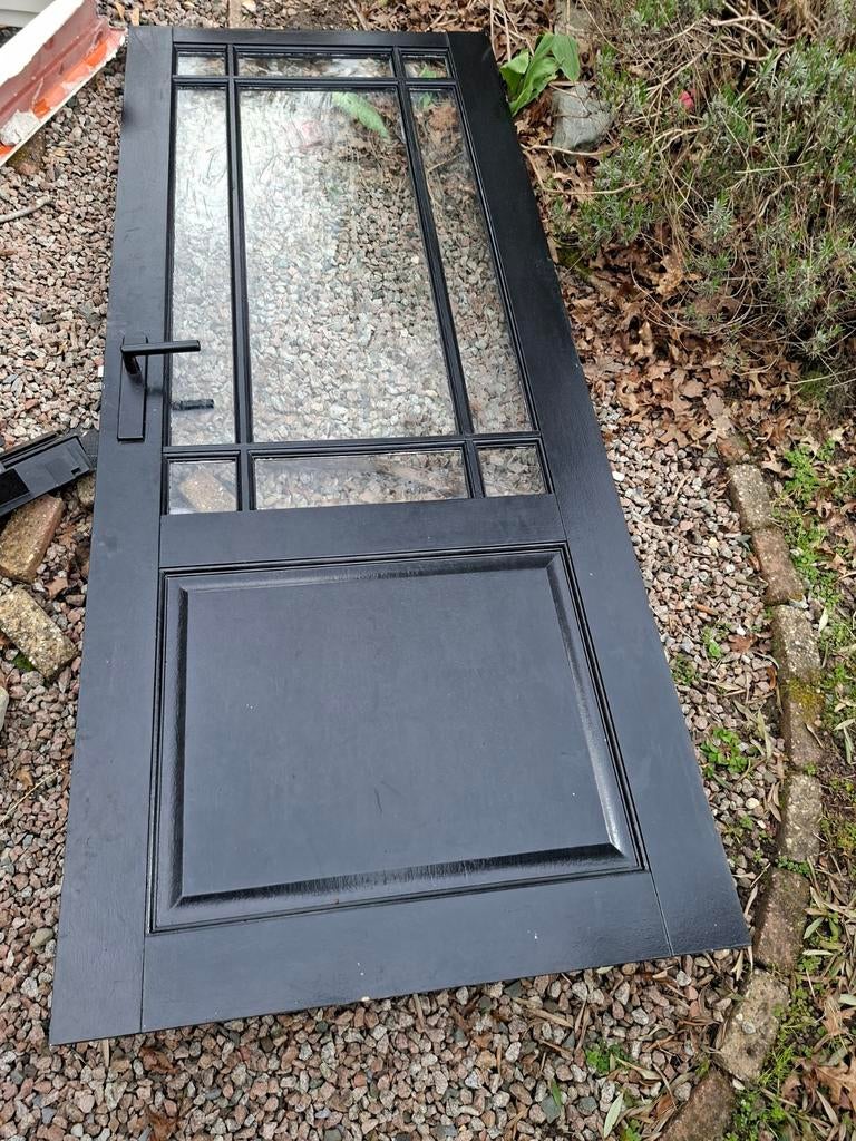 Gratis Zwarte binnendeur met glas 82 x 200 cm, Ophalen of Verzenden, Glas, Binnendeur, 200 tot 215 cm