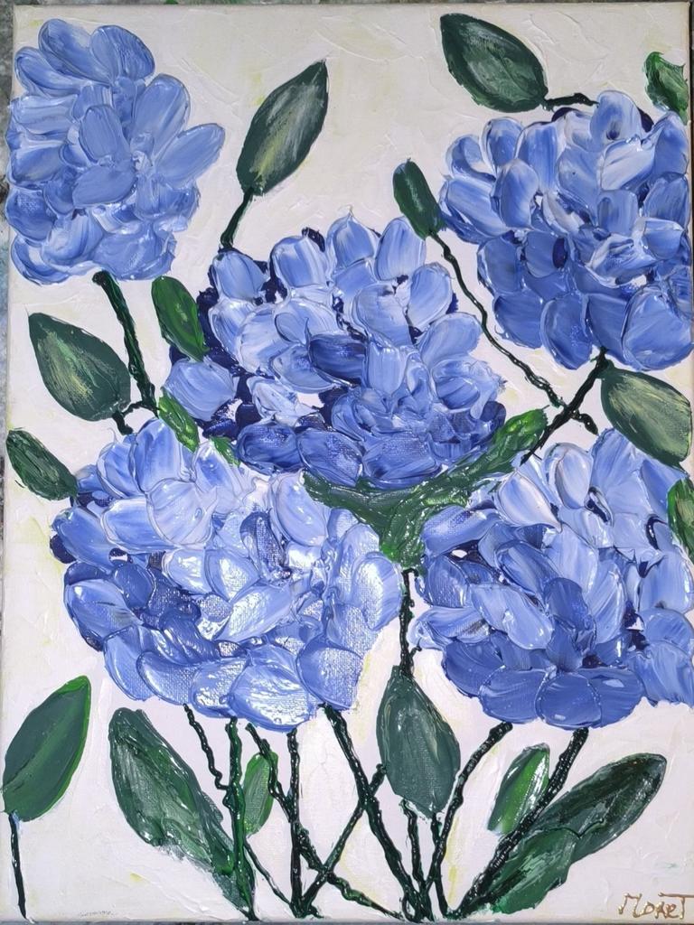 Blauwe hortensia’s, Antiek en Kunst, Ophalen of Verzenden