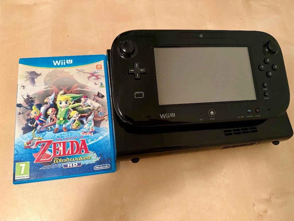 Nintendo Wii U zwart + Zelda The Wind Waker HD – Goede staat, Ophalen of Verzenden, Zo goed als nieuw, Met 1 controller, Met games