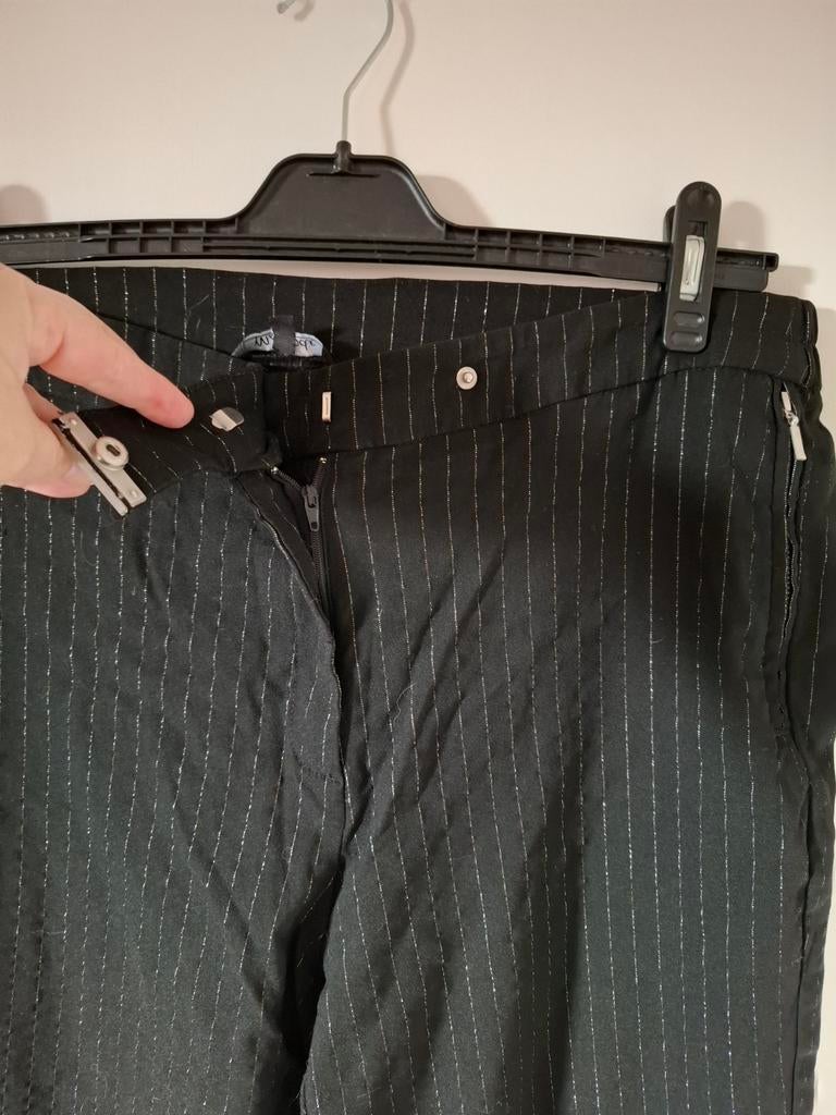 Zwarte, krijtstreep pantalon. Comfortband. MS Mode. Maat: 48, Zwart, Ophalen of Verzenden, MS Mode, Lang
