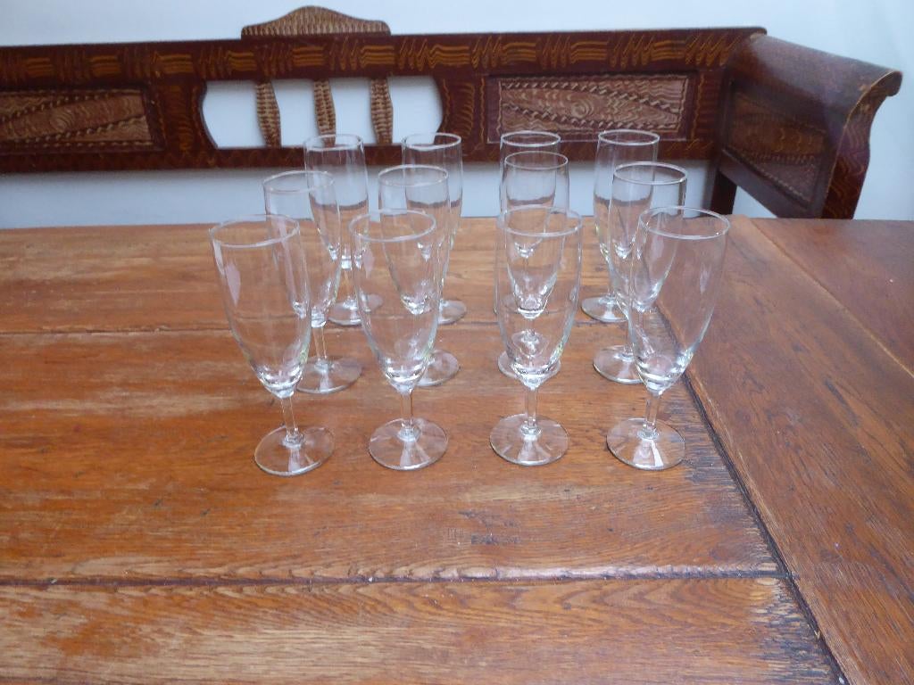 12 vintage champagne flutes, Durobor, Ophalen of Verzenden