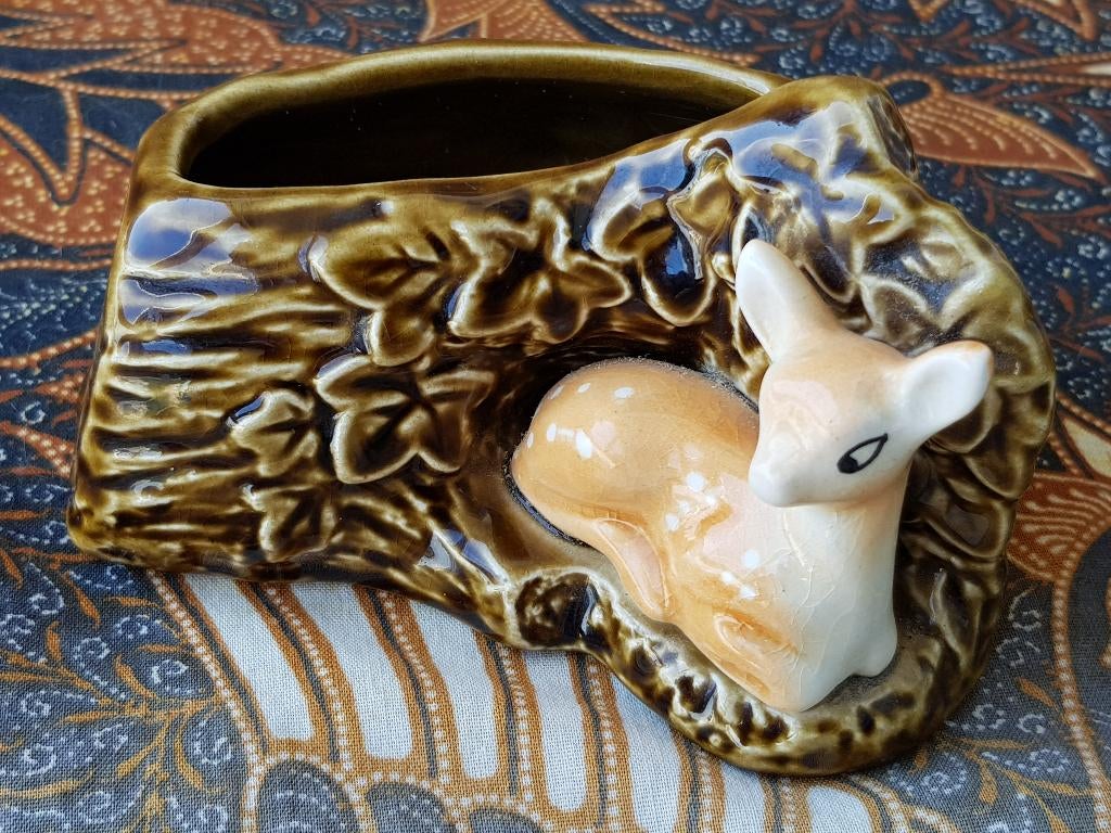 Oud Engels SylvaC porselein bloembakje met boom en hert., Antiek en Kunst, Antiek | Porselein, Ophalen of Verzenden