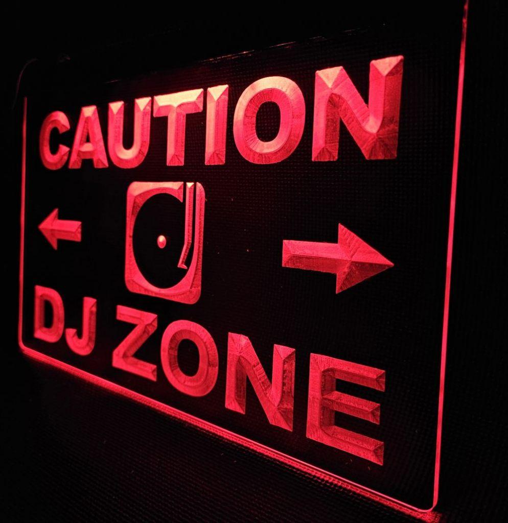 Caution DJ zone rood led reclame ledlamp wanddeco deco lamp, Info@deconoord.nl, Deco Noord, Nieuw, Ophalen of Verzenden