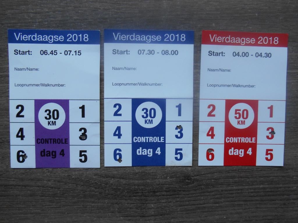 Vierdaagse controlekaart 30 - 30 en 50 km van 2018, Ophalen of Verzenden, Gebruikt, Overige typen