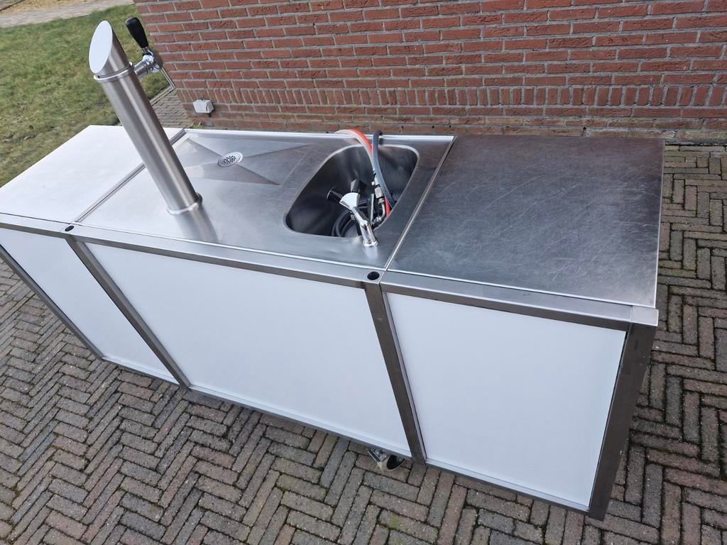 Mobiele bar tap tapkraan biertap spoelbak rvs verrijdbaar, Ophalen of Verzenden