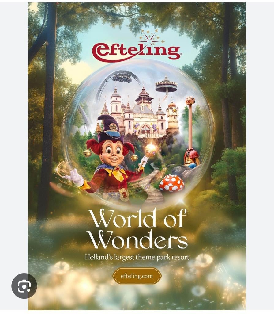 6 flexibele Efteling tickets geldig tot 8 nov 2026, Drie personen of meer, Ticket of Toegangskaart