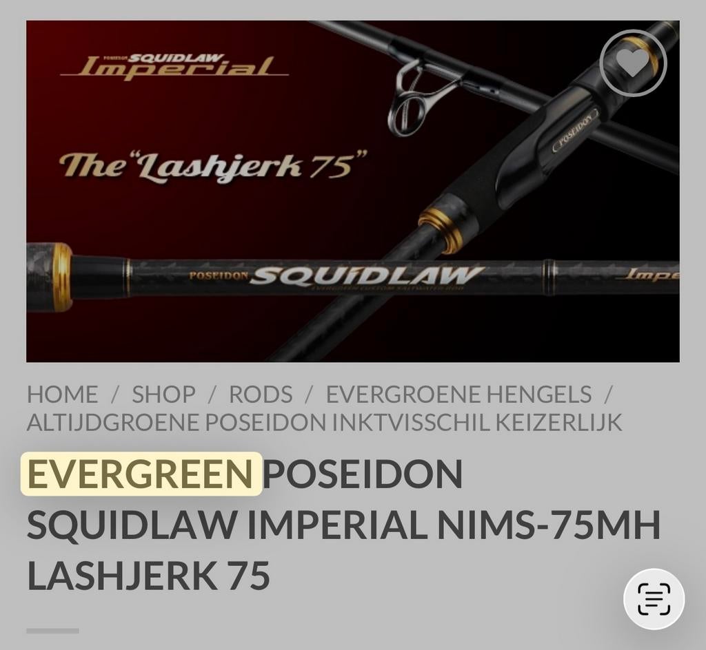 Evergreen japan tacle squidlaw perfecte roofvishengel, Watersport en Boten, Ophalen, Zo goed als nieuw, Molen