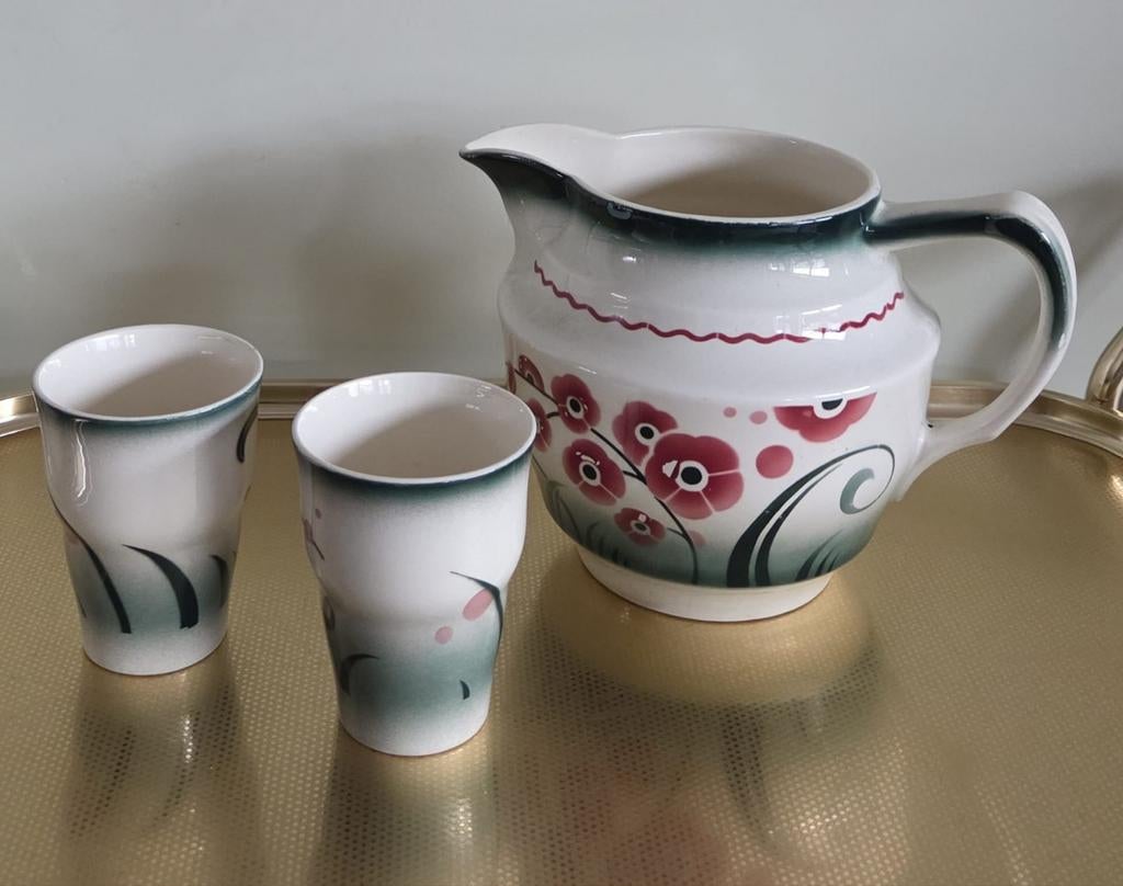 Société ceramique Maestricht melkkan en 2 bekers, Ophalen of Verzenden