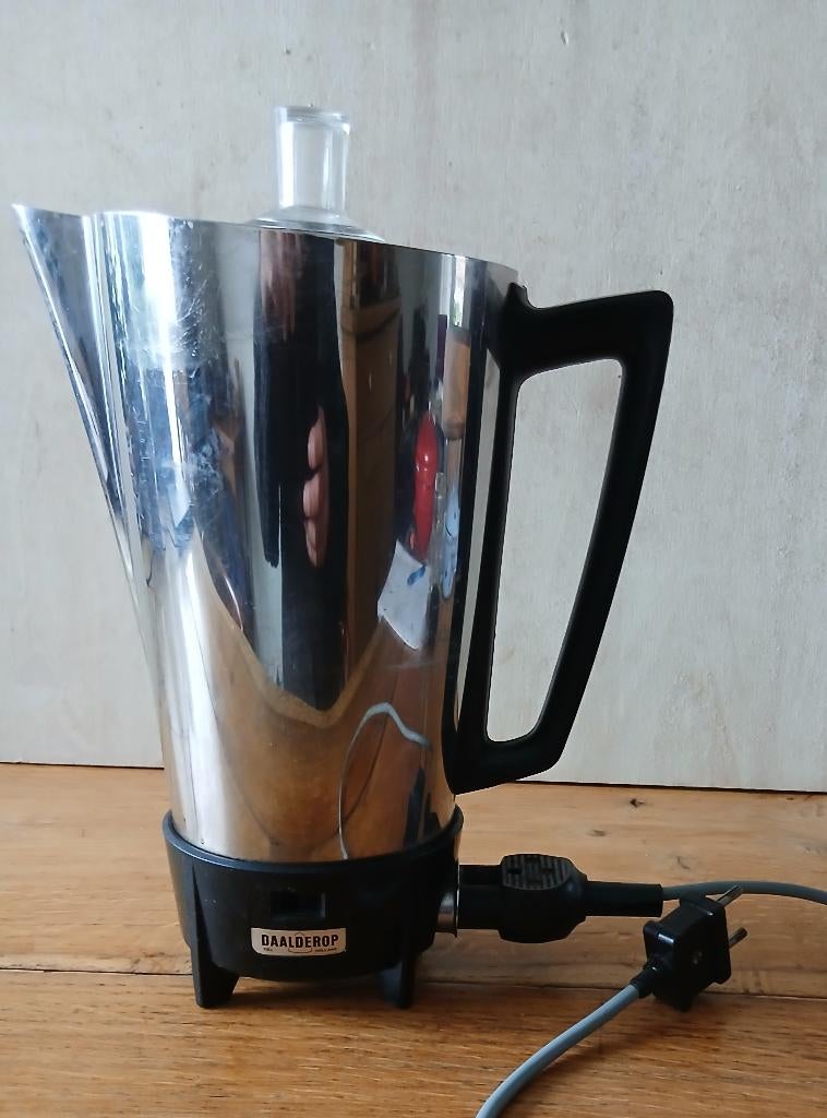 Vintage percolator pruttelpot van Daalderop. Jaren 60/70, Zilver, Ophalen of Verzenden, Metaal, Overige merken