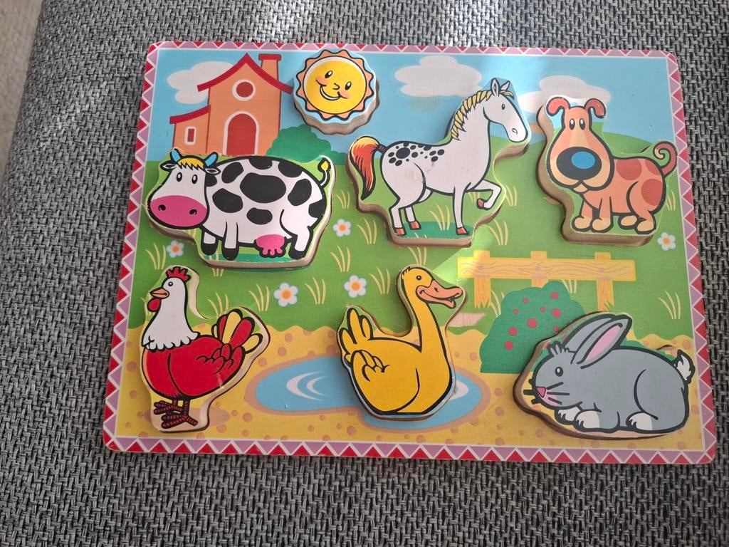 Houten peuter puzzels met dieren, Ophalen, Minder dan 10 stukjes, 6 maanden tot 2 jaar