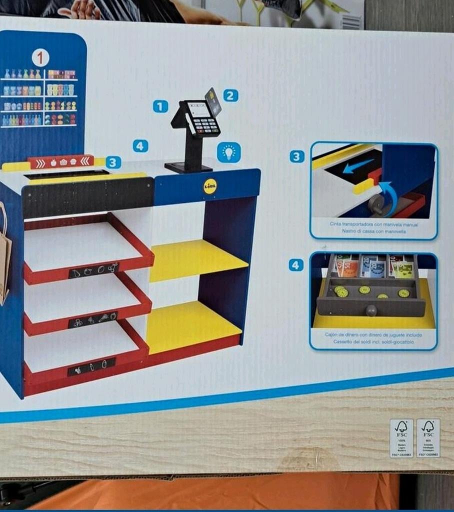 Nieuwe houten Lidl winkel met kassa en accessoires, Klantenservice@lidl.nl, Lidl, Meubelstuk of Keukentje, Nieuw