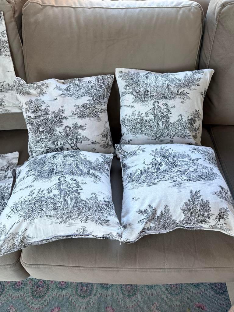 Toile de vd jouy werp lussen hoezen 39x39 cm nieuw zwart wit, Ophalen, Nieuw, Zwart, Vierkant