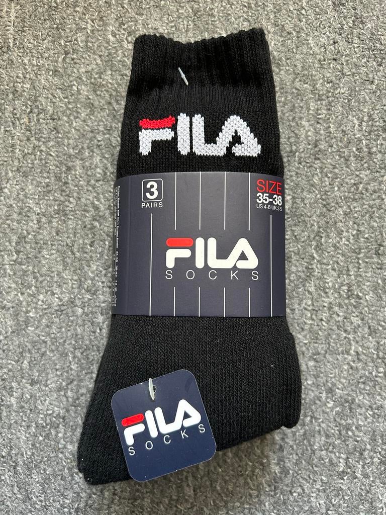 Fila sokken - 3 paar - Zwart - Maat 35-38, Sokken en Kniesokken, Zwart, Maat 35 t/m 38, Nieuw