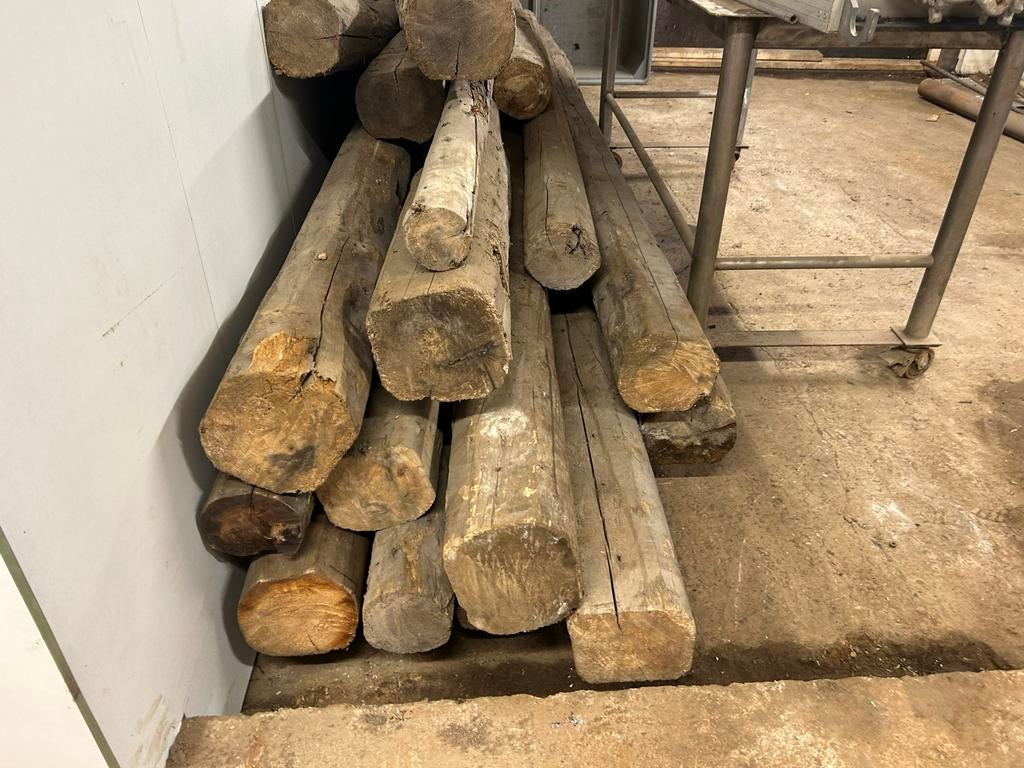 Oud Grenen Rondhout uit 1873 - Diverse Lengtes en Omtrek, Gebruikt, Grenen, Overige typen, Ophalen of Verzenden