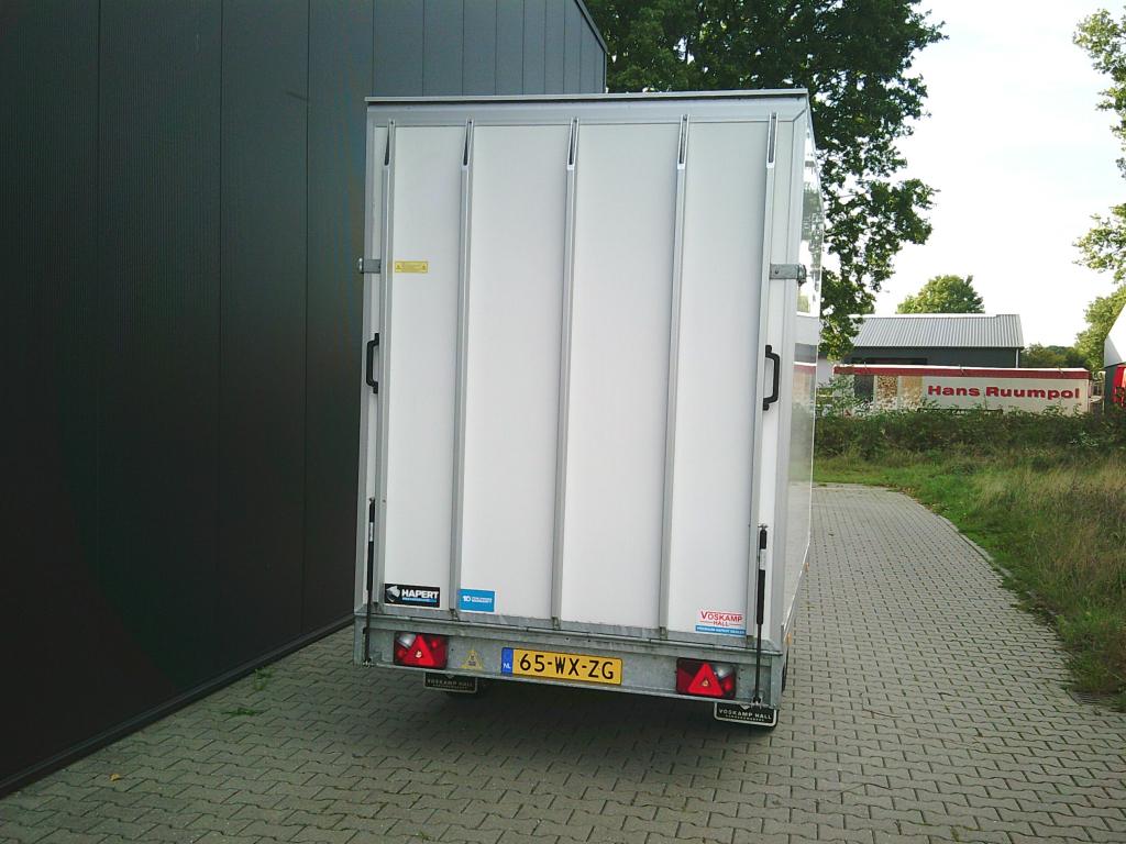 Gesloten plateauwagen met achterklep. 305x180x210 cm. Hapert, Auto diversen, Aanhangers en Bagagewagens, Gebruikt, Ophalen, Niet ingevuld