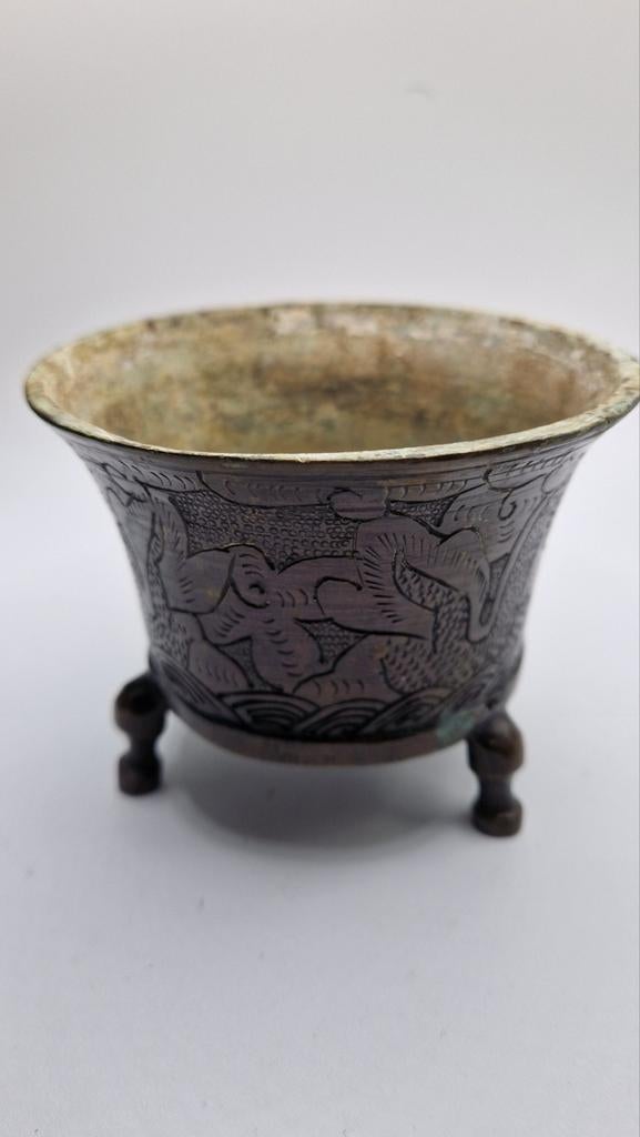 Antieke Aziatische bronzen rijst maatbeker, Ophalen of Verzenden