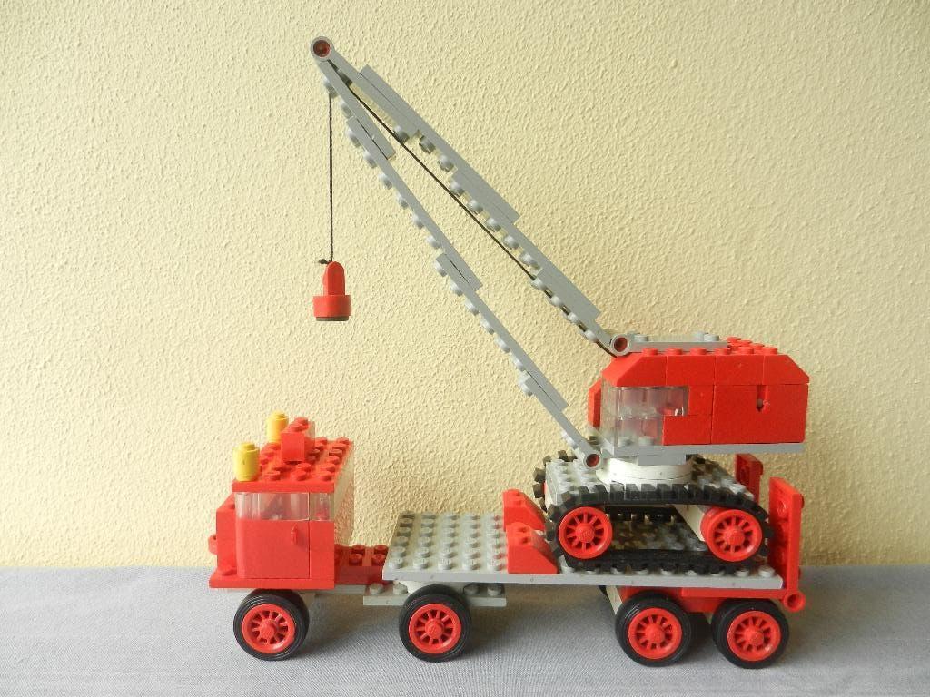 Lego 337 vrachtwagen met oplegger en hijskraan (uit 1969), Ophalen of Verzenden, Gebruikt