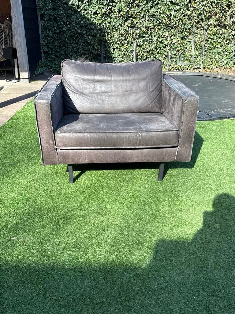 Comfortabele fauteuil - Donkergrijs, Ophalen, Stof, Gebruikt, 75 tot 100 cm