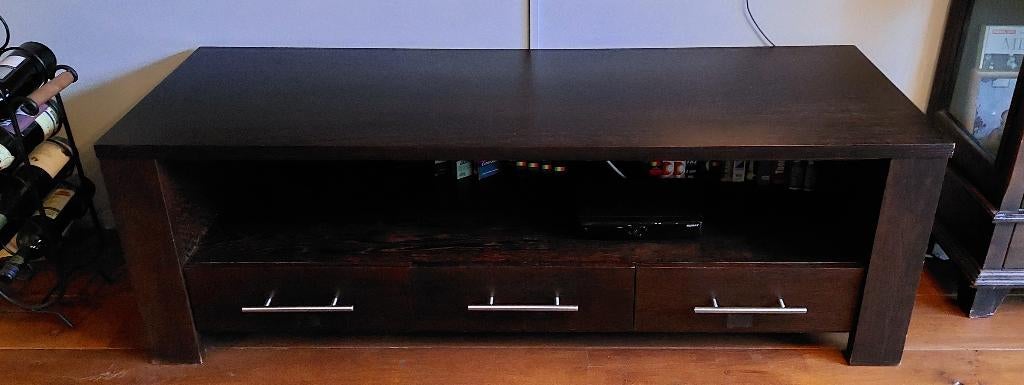 Televisiekast donker eikenfineer, Huis en Inrichting, Kasten | Televisiemeubels, Ophalen, 150 tot 200 cm, Minder dan 100 cm, 25 tot 50 cm