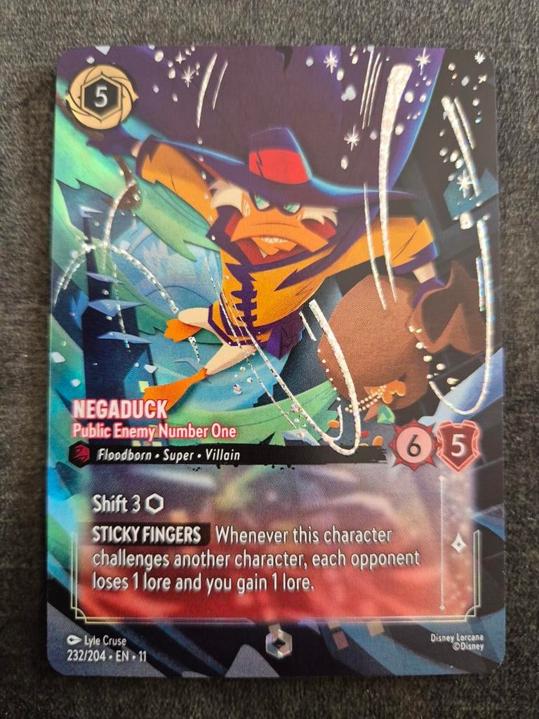 Disney Lorcana Negaduck Enchanted, Ophalen of Verzenden, Zo goed als nieuw