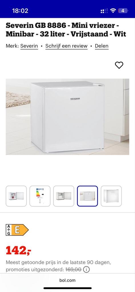 Severin GB 8886 Tafelmodel Vriezer - 32 liter, Minder dan 85 cm, Minder dan 60 cm, Zo goed als nieuw, Energieklasse A of zuiniger