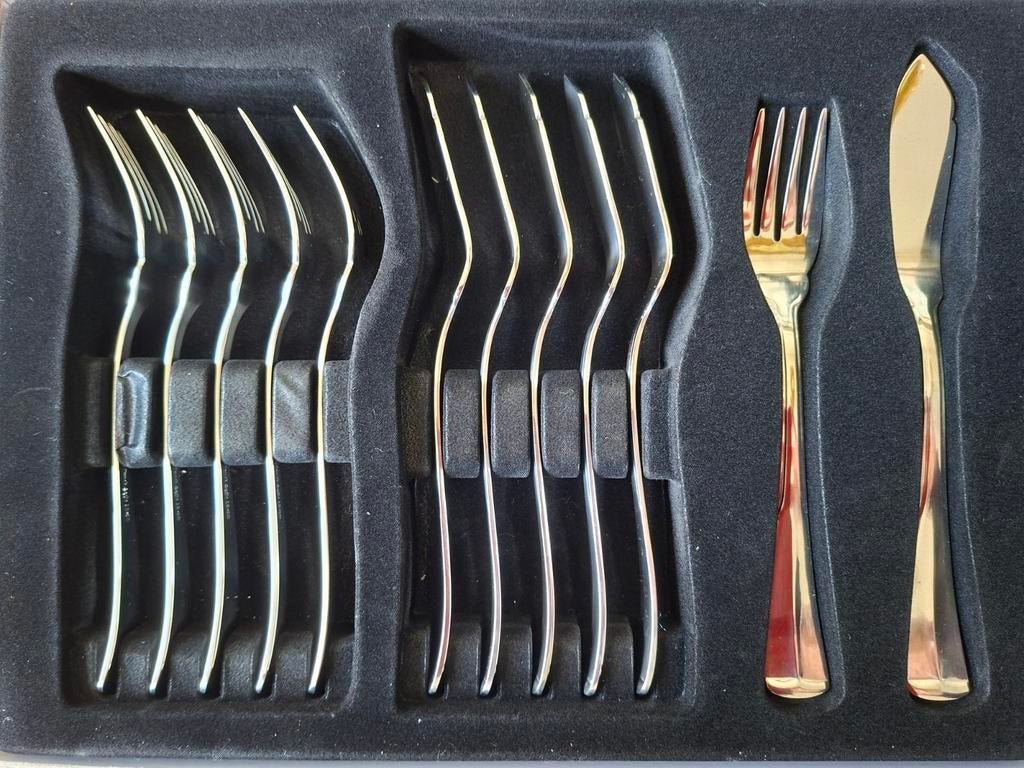 Hollands / Haags Lofje vis bestek 6 persoons NIEUW, Huis en Inrichting, Keuken | Bestek, Ophalen of Verzenden, Nieuw, Rvs of Chroom