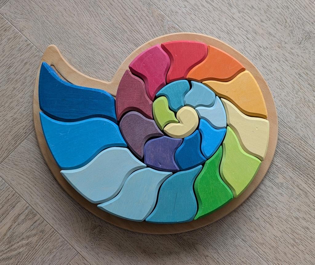 Grimm's Ammoniet Houten Puzzel - Regenboogkleuren, Ophalen of Verzenden, Gebruikt, Overige typen