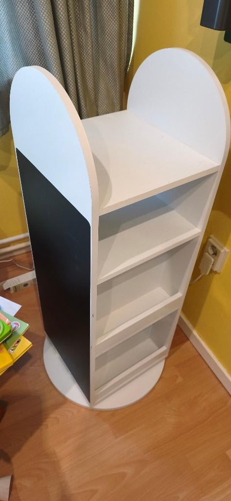 360 Draaibare Kinderboekenkast met Krijtbord – Wit, Ophalen, 105 cm of meer, Zo goed als nieuw, Minder dan 75 cm