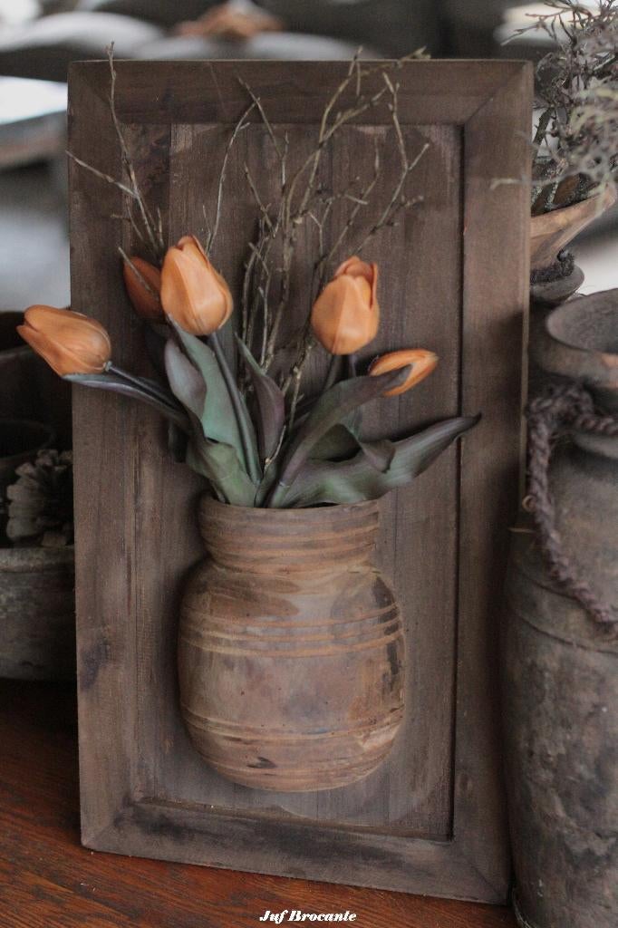 Lijst met kruik sober teak / kruiklijst / paneel met kruik, Huis en Inrichting, Www.jufbrocante.nl, Www.jufbrocante.nl, Nieuw