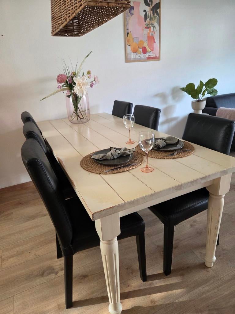 Eettafel met 6 stoelen, Huis en Inrichting, Ophalen, Gebruikt, 200 cm of meer, 50 tot 100 cm